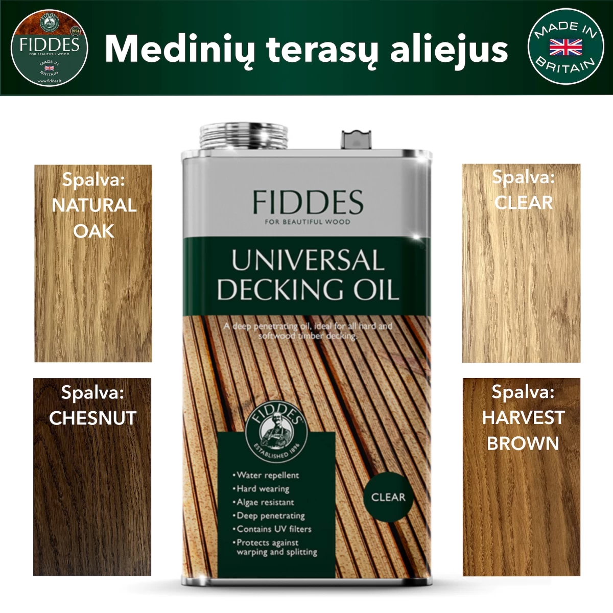 Universali Medinių Terasų Alyva „Fiddes® Universal Decking Oil“ 5L