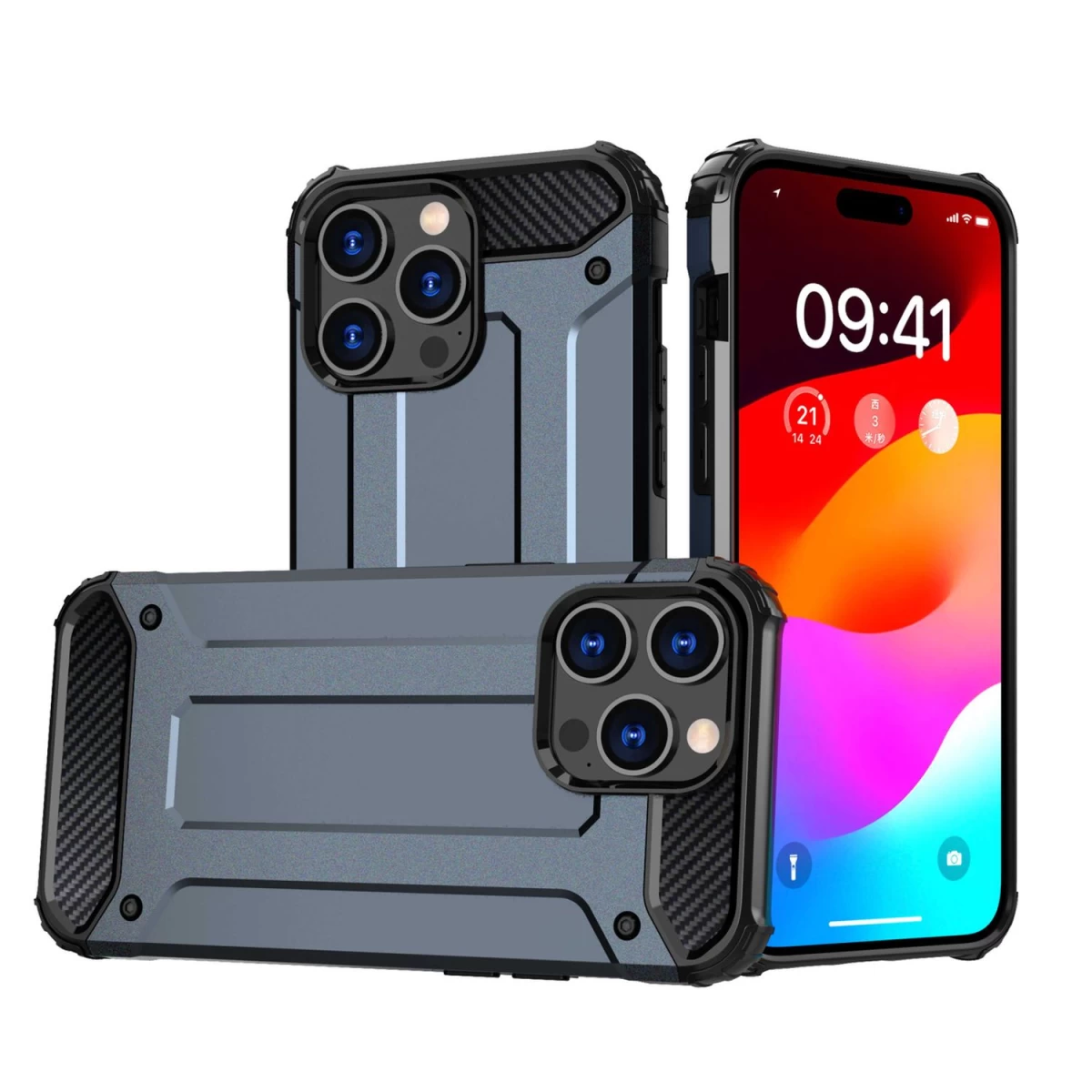 Mėlynas hybrid Armor Dėklas iphone 15 Pro