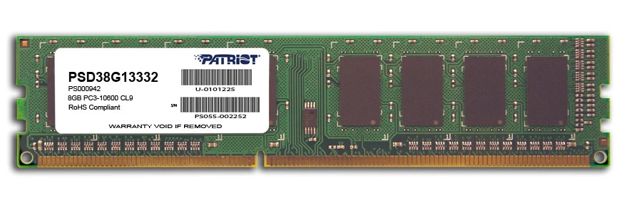Memory Patriot Memory Signature PSD38G13332 (DDR3 DIMM; 1 x 8 GB; 1333 MHz; 9)