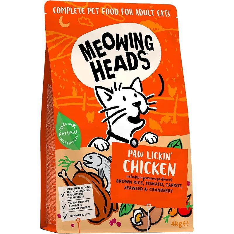 MEOWING HEADS Paw Lickin&#039; Chicken (vištiena/žuvis) 4kg, MCK4