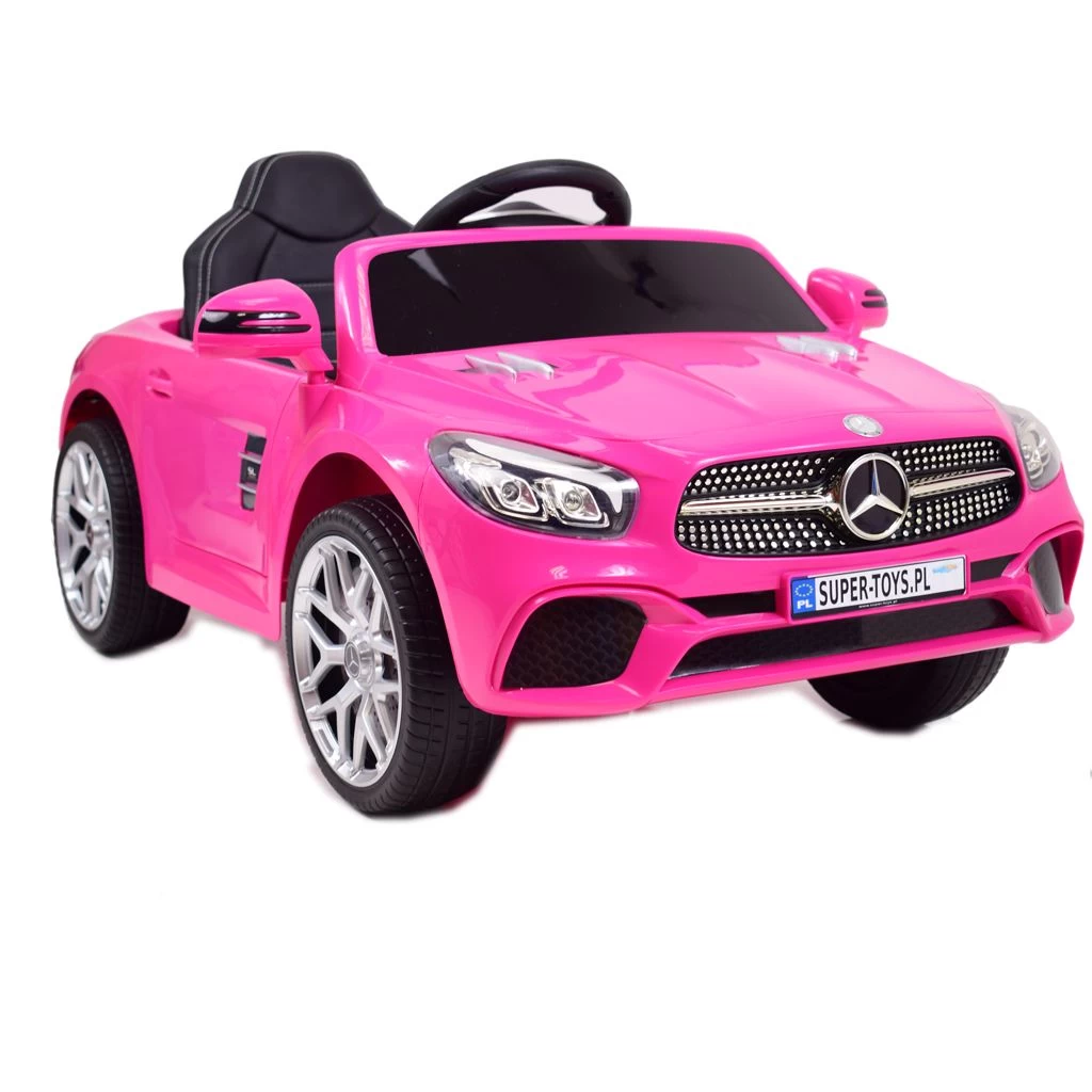 „mercedes Sl500“ Baterijomis Maitinamas Automobilis Vaikams Su Eva Ratais, Odinis Apmušalas, Rožinis
