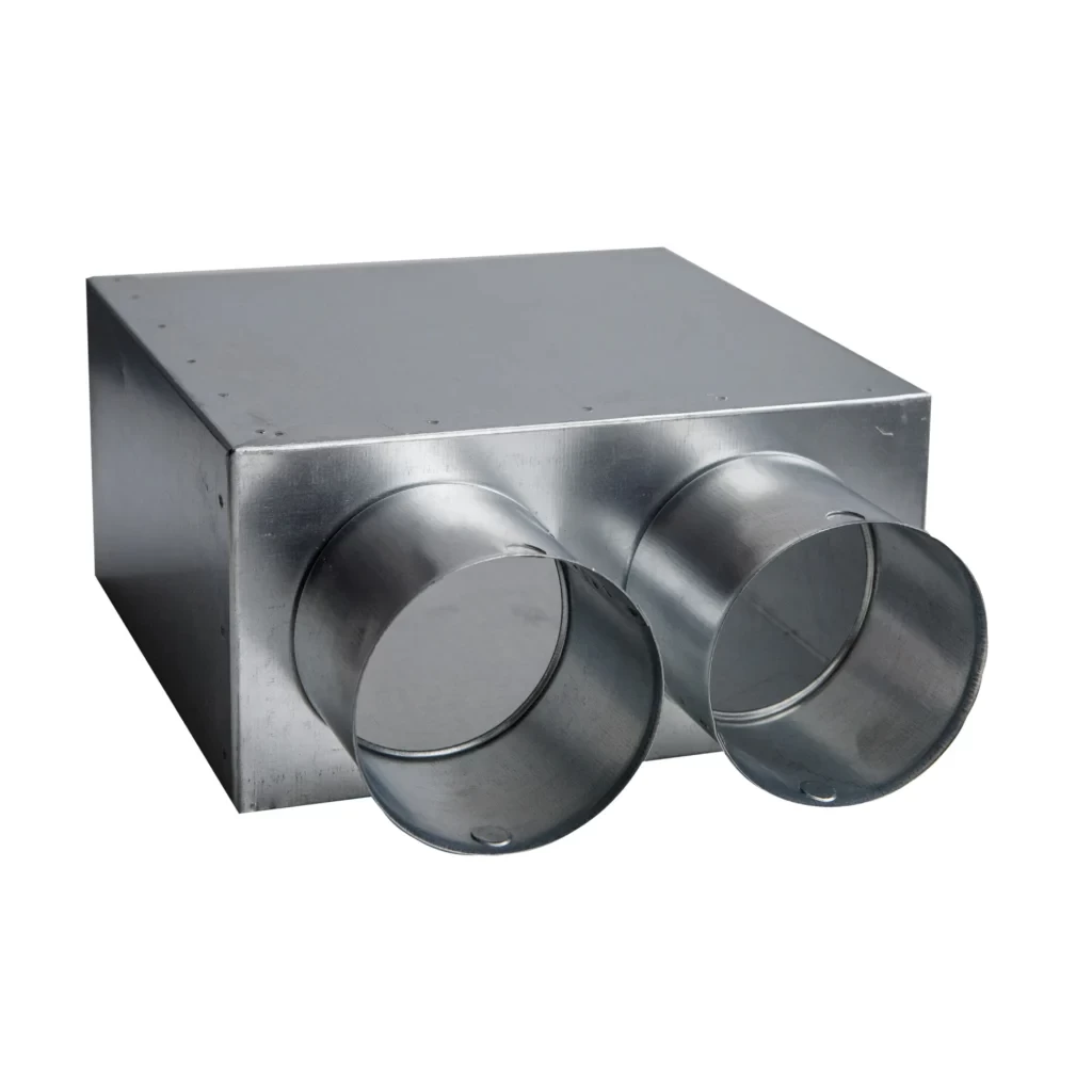 Metalinė dėžutė vėdinimo grotelėms 200x100 (2 x ø75)