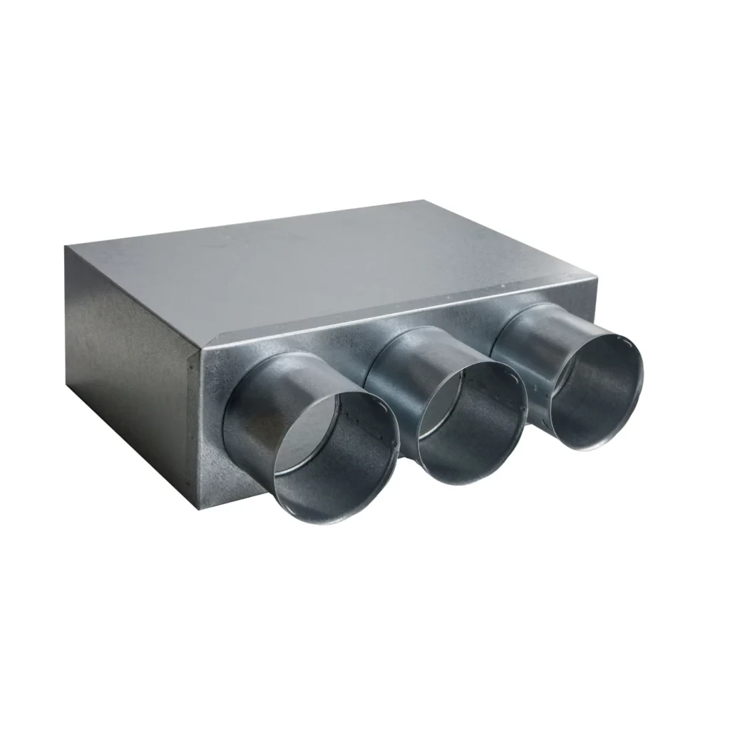Metalinė dėžutė vėdinimo grotelėms  300x100 (3 x ø75)