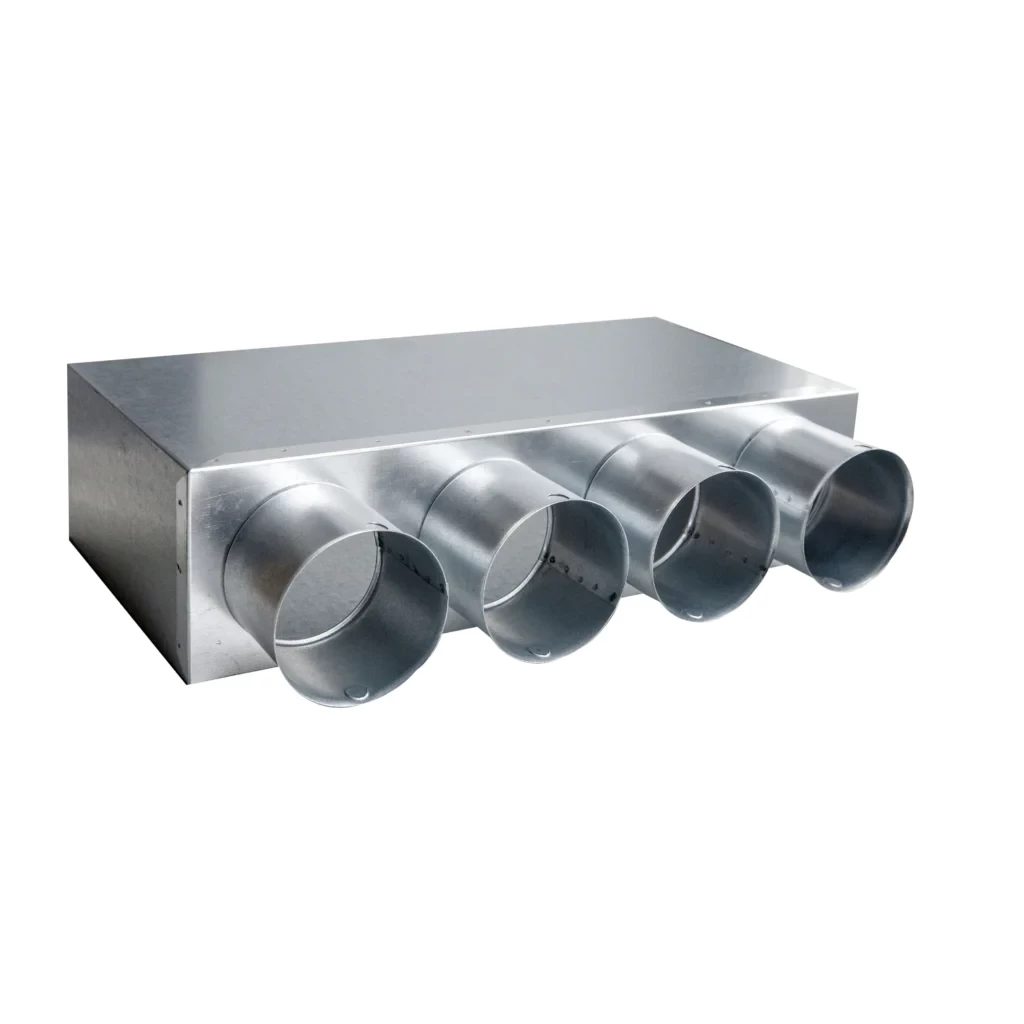 Metalinė dėžutė vėdinimo grotelėms 400x100 (4 x ø75)
