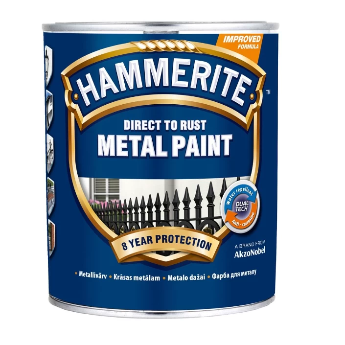 Metalo dažai HAMMERITE Smooth Finish, 5l sidabrinė sp. Metalo dažai HAMMERITE Smooth Finish, 5l sidabrinė sp.