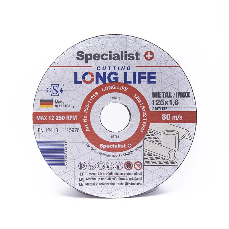 Metalo pjovimo diskas SPECIALIST+ Long Life, 125x1,6x22mm Metalo pjovimo diskas SPECIALIST+ Long Life, 125x1,6x22mm