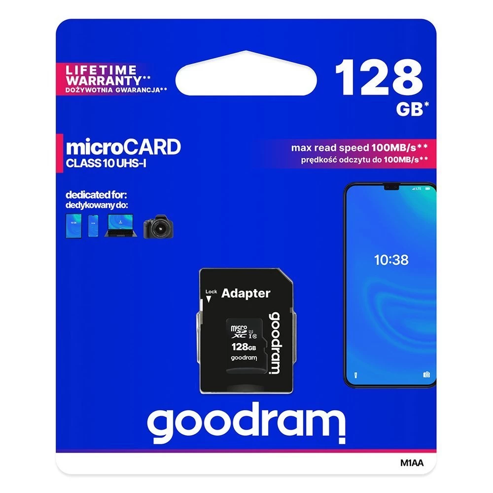 Mikrokortelė 128 Gb Micro Sd Xc Uhs-i 10 Klasės + Sd Adapteris
