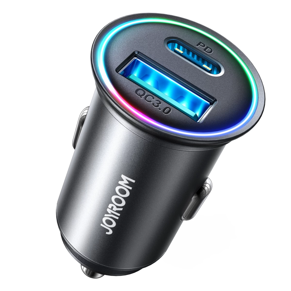Mini Automobilinis įkroviklis 60w Usb-a Qc3.0 Usb-c Pd Juodas