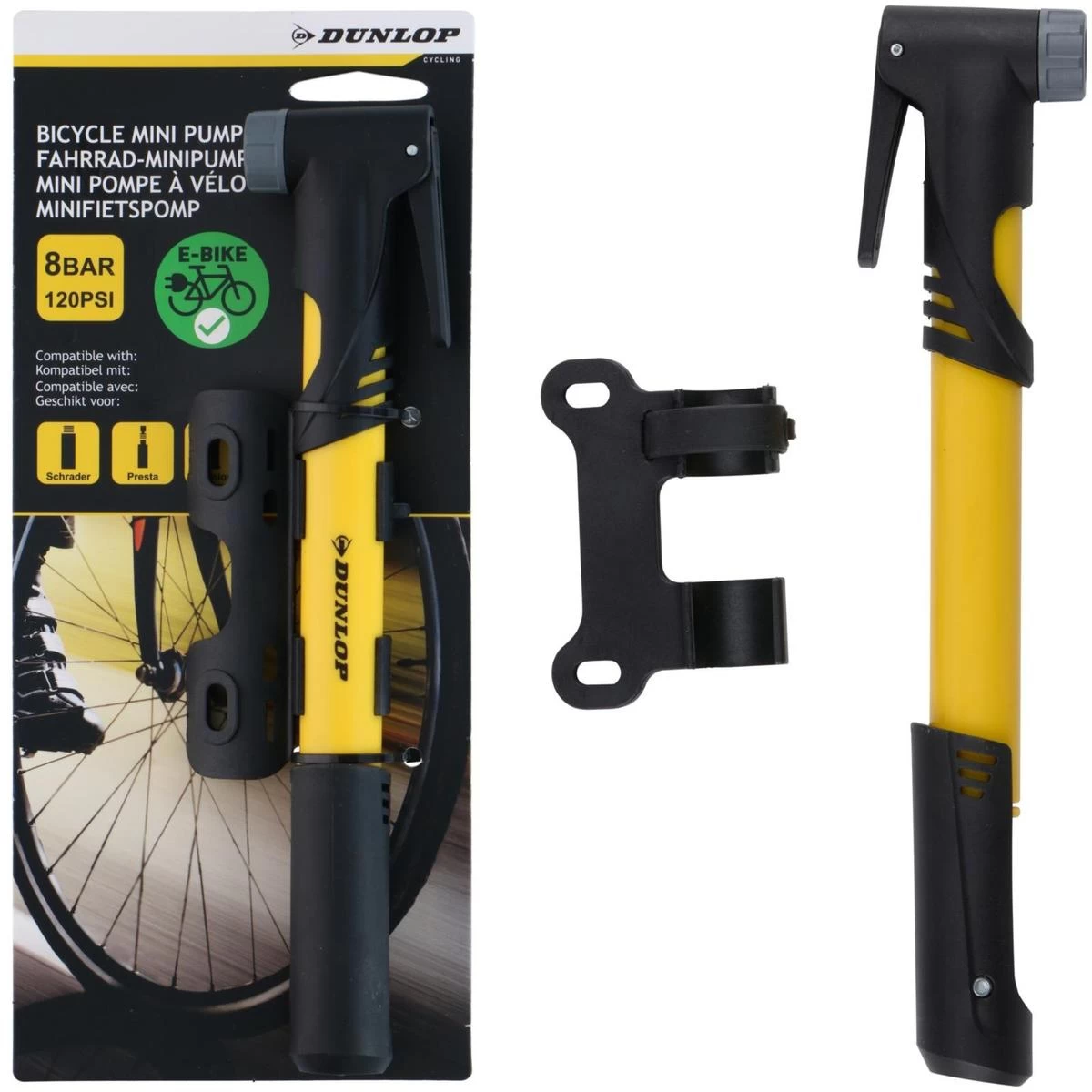 Mini Bike Pump 120psi (8bar) Dunlop Yellow