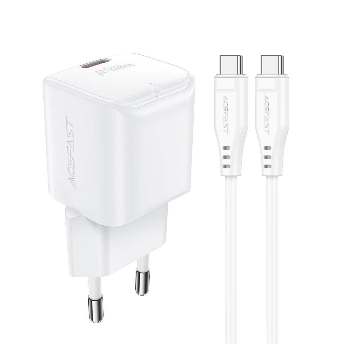 Mini įkroviklis Pd 30w Gan + Usb-c Kabelis, Baltas