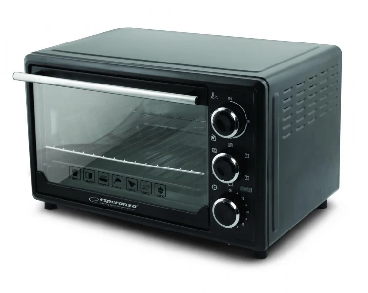 Mini oven with convection and a spit Esperanza NAPOLI EKO006 (Knob; 1600W; black color) Mini oven with convection and a spit Esperanza NAPOLI EKO006 (Knob; 1600W; black color)