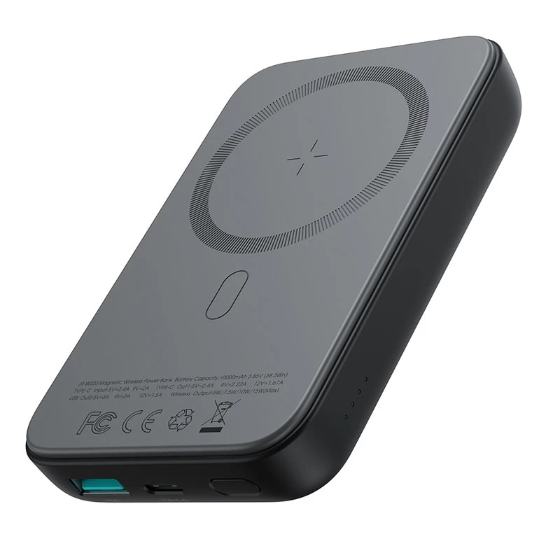 Mini Power Bank 10000mah Magnetinis Su įkrovikliu Qc Pd Usb-c Juodas
