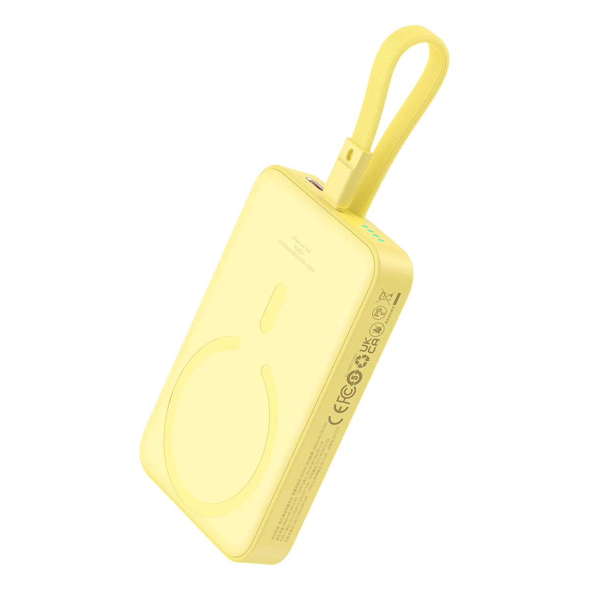 Mini Powerbank Magsafe 10000mah 20w Su Lightning Kabeliu Iphone 0.3m Geltonos Spalvos