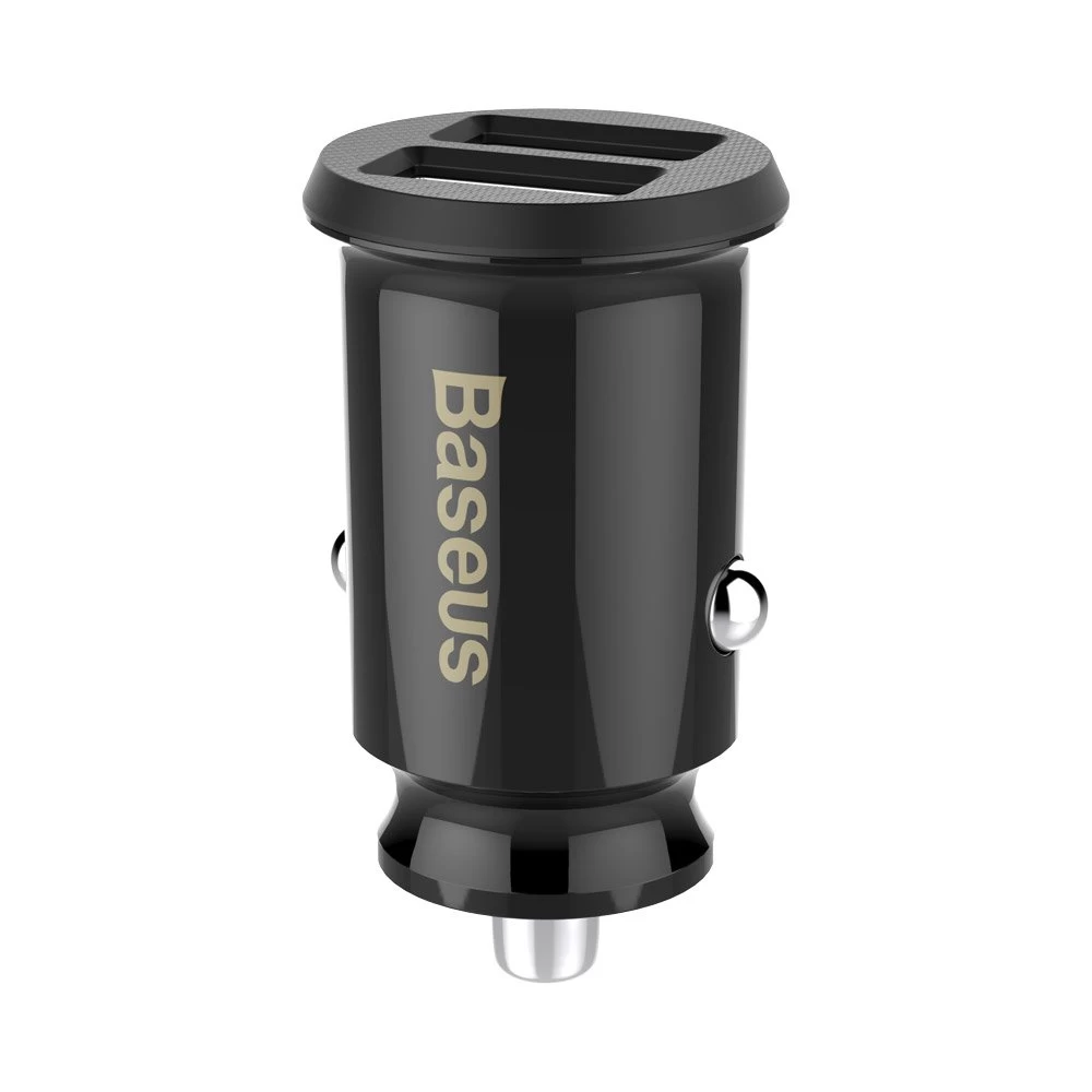 Mini Telefono įkroviklis 2x Usb Grūdų Automobilinis įkroviklis Juodas