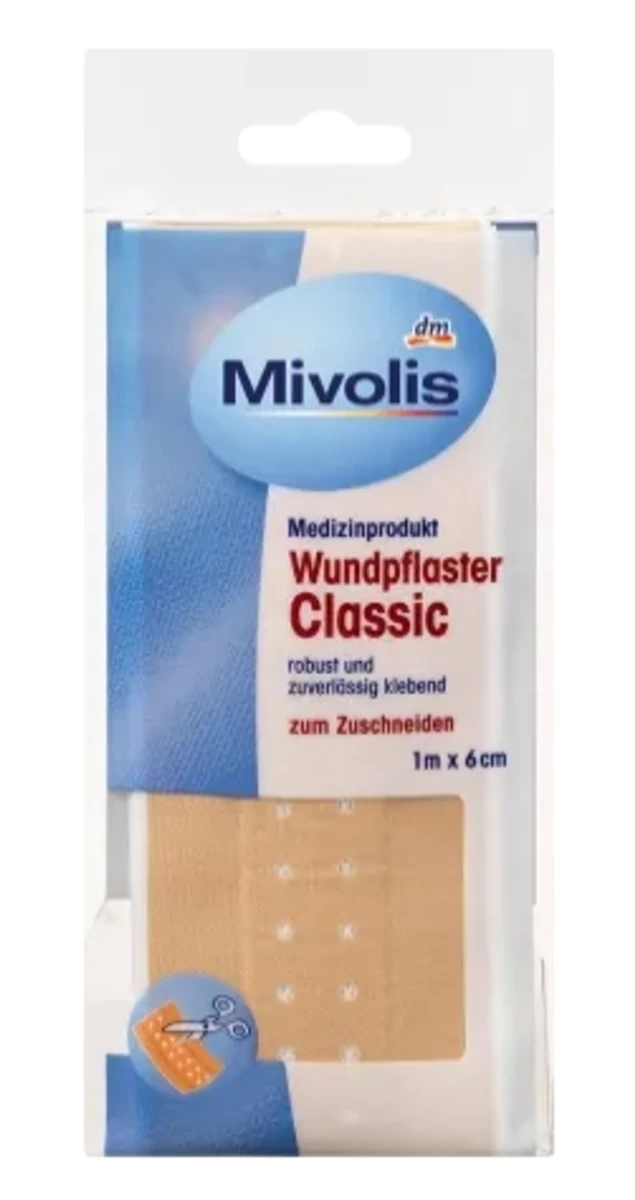 mivolis žaizdų Gipsas 1mx6cm, 1m (vokietijos Produktas)