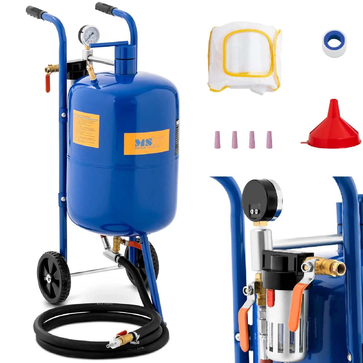 Mobili Sifoninė Smėliavimo Mašina Su Slėgio Reguliavimu 60-125 Psi 40 L