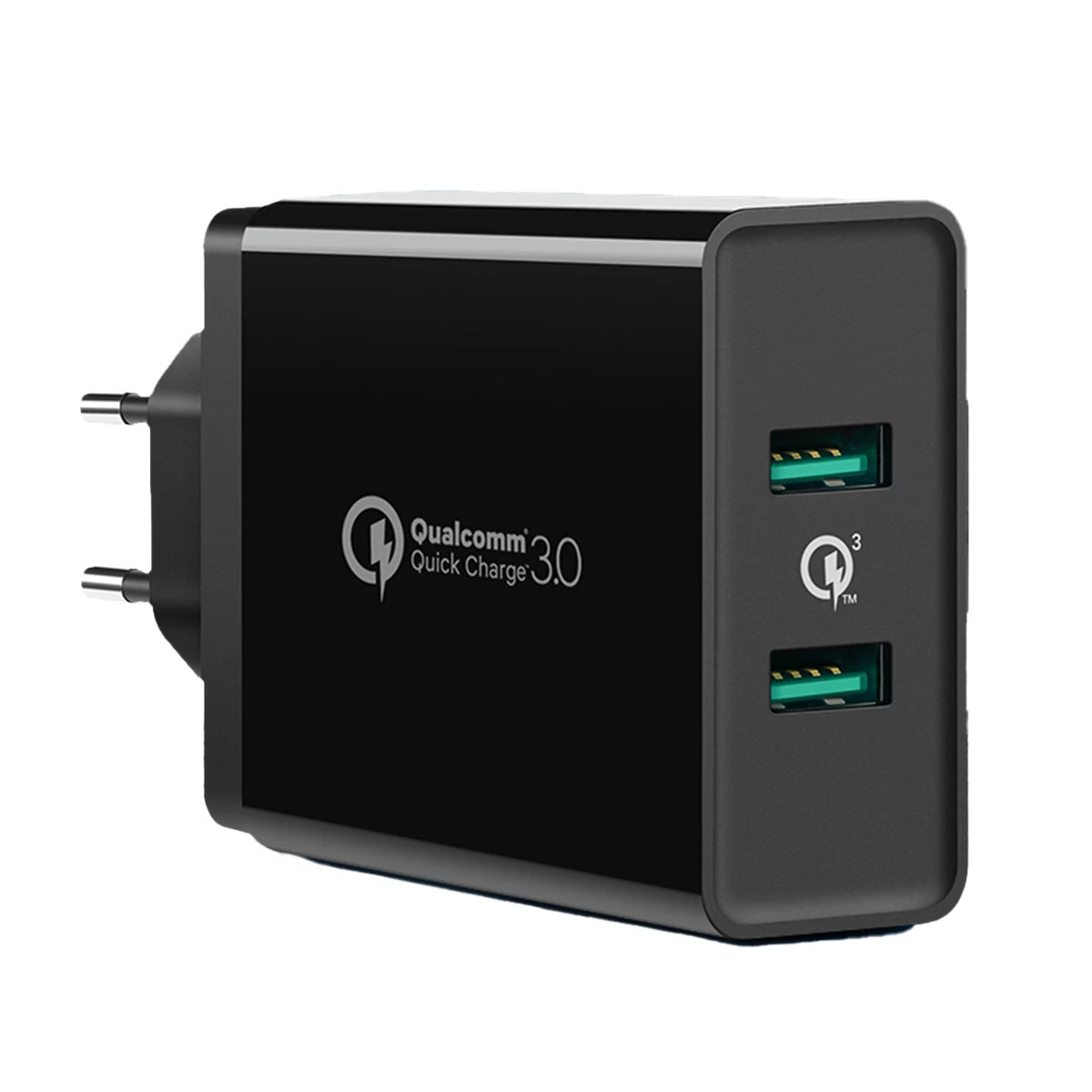 Mobiliojo Telefono įkroviklis 2x Usb-a 36w Qc3.0 - Juodas