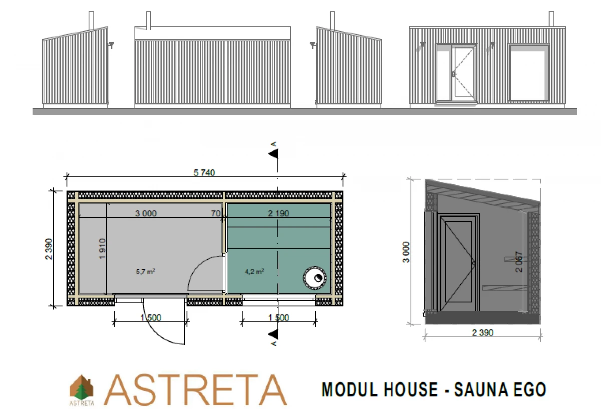 Pilnai įrengta modulinė pirtis - sauna