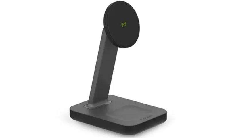 mophie Snap+ įkrovimo Stovas - Atskiras Belaidis įkroviklis Dviem įrenginiams, Suderinamas Su magsafe 15w (juodas)
