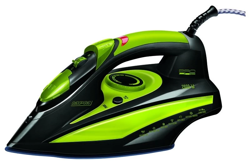 MPM MZE-04 iron Dry &amp; Steam iron Ceramic soleplate 2400 W Black, Green