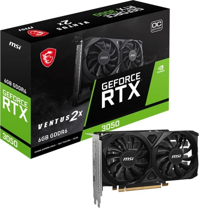 Msi Geforce Rtx 3050 Ventus 2x E Oc 6gb Gddr6 (v812-055r) Vaizdo Plokštė