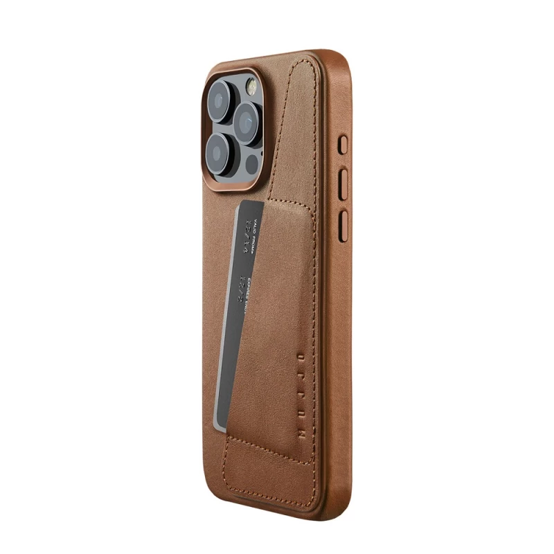 mujjo Odinis Piniginės Dėklas iphone 15 Pro Max, Suderinamas Su magsafe (rudas)
