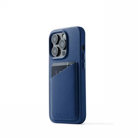 mujjo Visiškai Odinis Piniginės Dėklas, Skirtas iphone 14 Pro (monako Mėlyna)