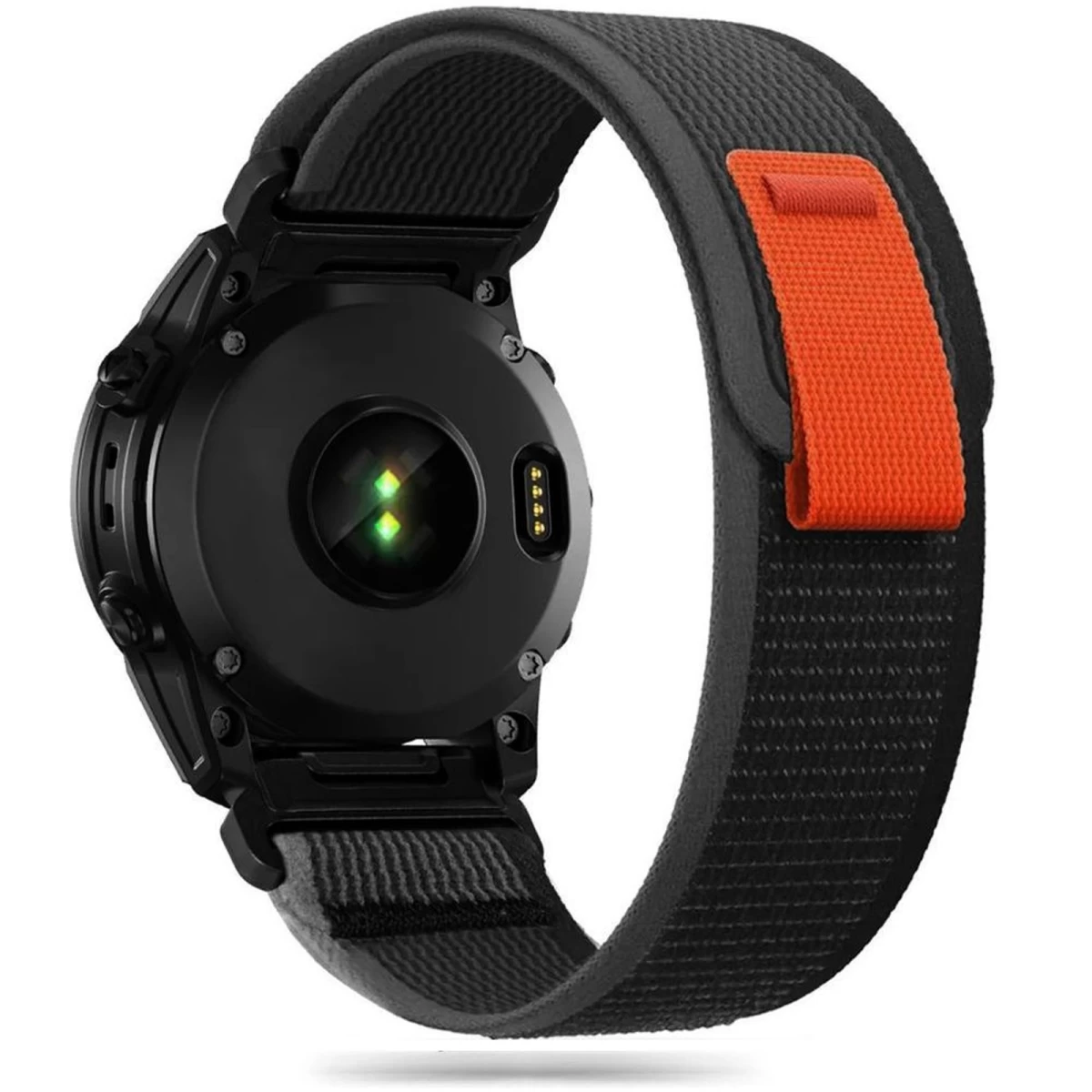 Nailoninis Dirželis garmin Fenix 5 / 6 / 6 Pro / 7 Nylon - Juodos Ir Oranžinės Spalvos