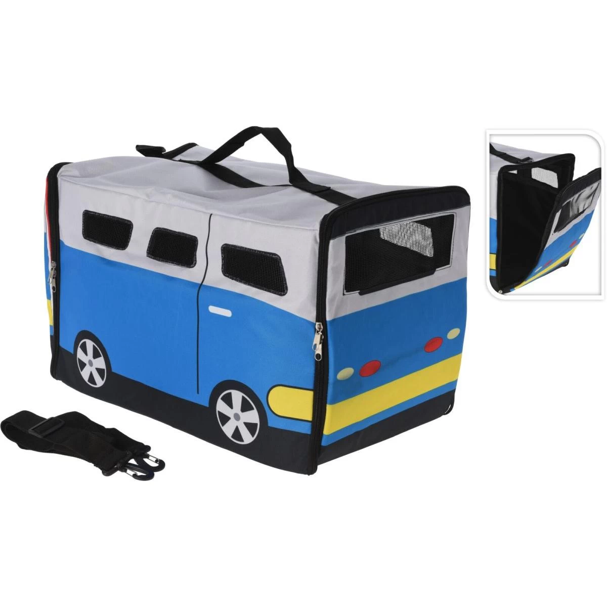 Naminių Gyvūnėlių Vežimėlis 52x30x32,5cm Naminių Gyvūnėlių Autobusas Mėlynas