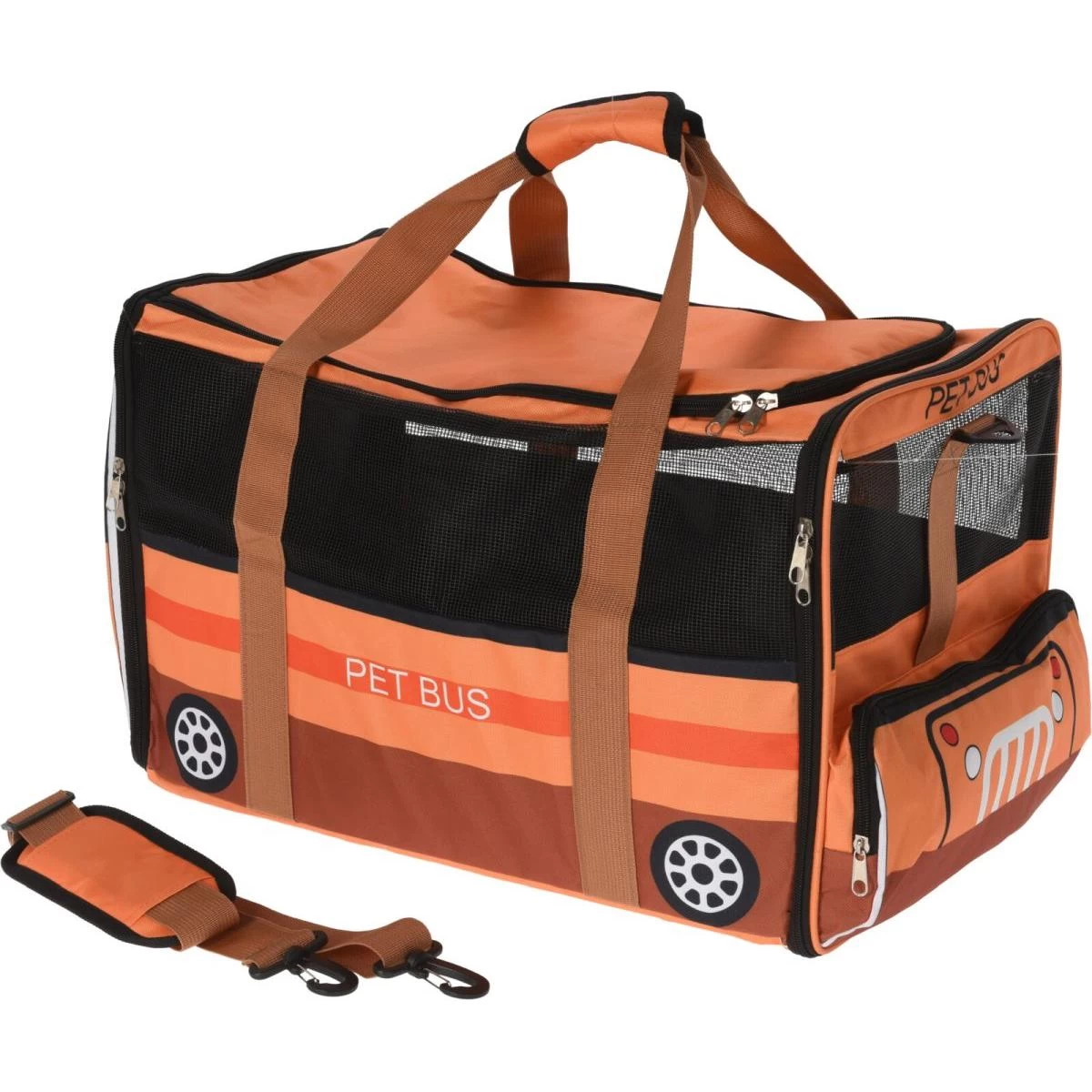 Naminių Gyvūnėlių Vežimėlis 52x30x32,5cm Pet Bus Oranžinis