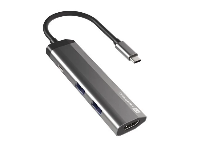 Natec Kelių Prievadų Prijungimo Stotelė Fowler Slim Usb-c Pd, 2x Usb 3.0, Hdmi 4k Nmp-1984 (grafitinis / Usb-c )