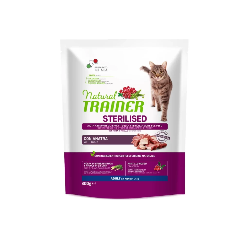 NATURAL TRAINER Cat adult Sterilised DUCK su antiena 300g, 965693