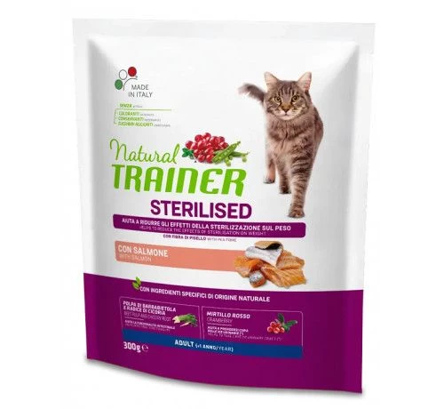 NATURAL TRAINER Cat adult Sterilised salmon su lašiša 300g, 924906