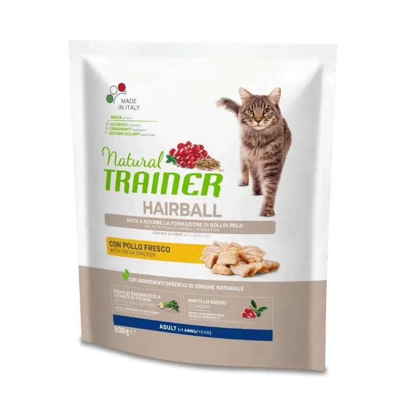 NATURAL TRAINER Cat Hairball chicken su vištiena 300g, 924696