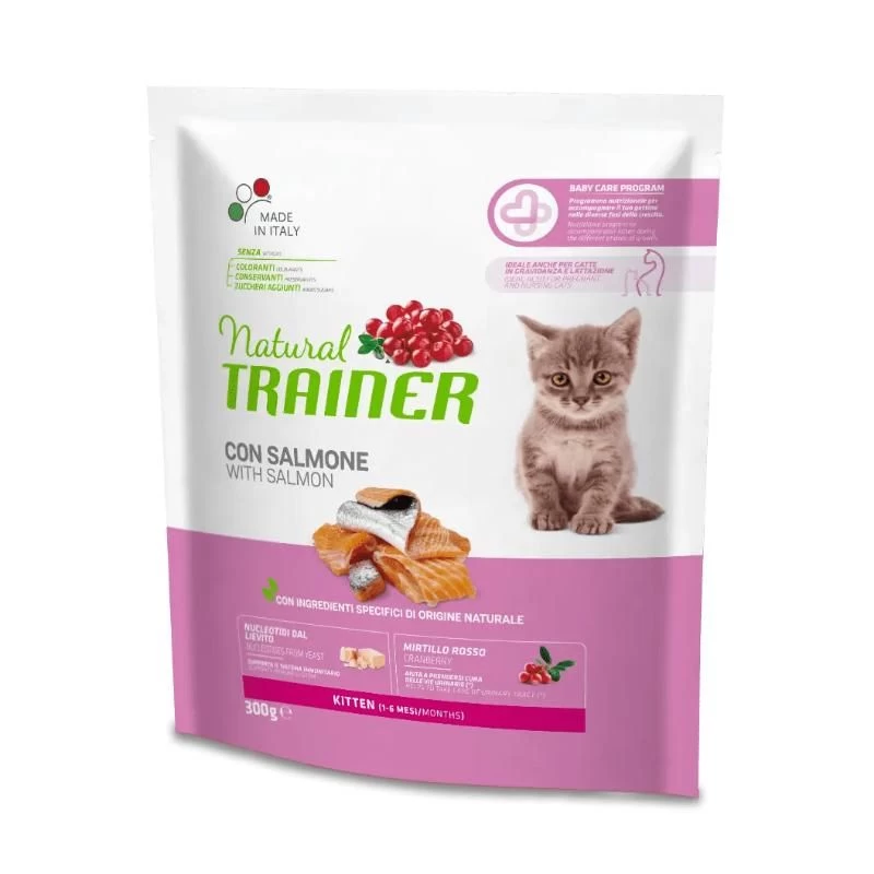 NATURAL TRAINER Cat Kitten Salmon kačiukams su lašiša 300g, 924924