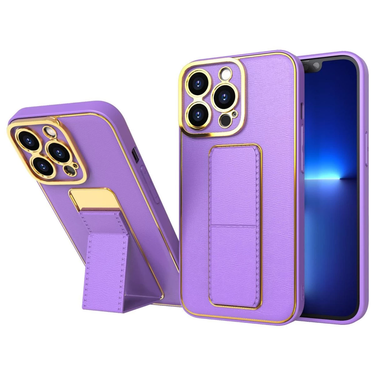 Naujas iphone 13 Pro Dėklas Su Violetiniu Stovu
