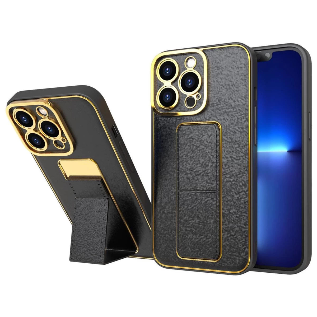 Naujas iphone 13 Pro Max Dėklas Su Stovu, Skirtas iphone 13 Pro Max, Juodas