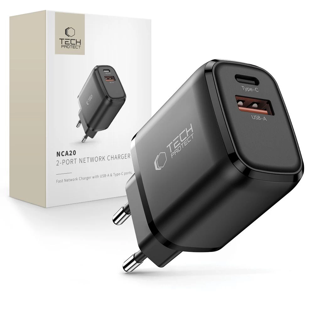 Nca20 Usb-a Usb-c Pd Qc 20w Tinklo įkroviklis - Juodas