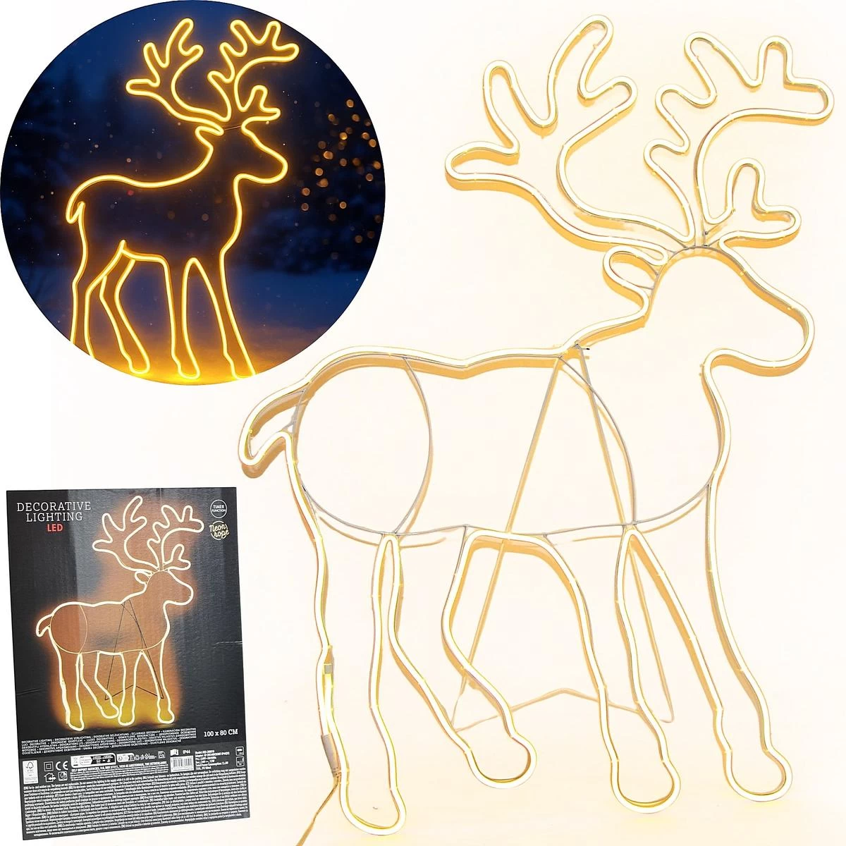 Neoninė Virvė šiaurės Elnias 735led