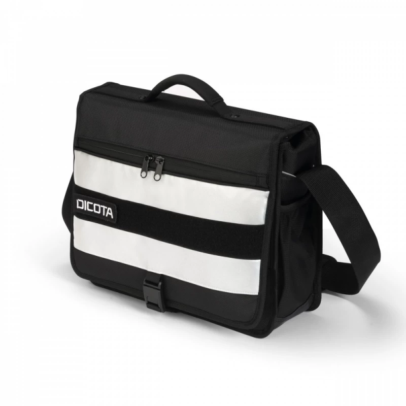 Nešiojamojo Kompiuterio Krepšys Dicota Messenger Reflectiv P20471-16 (juodai Baltas) Nešiojamojo Kompiuterio Krepšys Dicota Messenger Reflectiv P20471-16 (juodai Baltas)