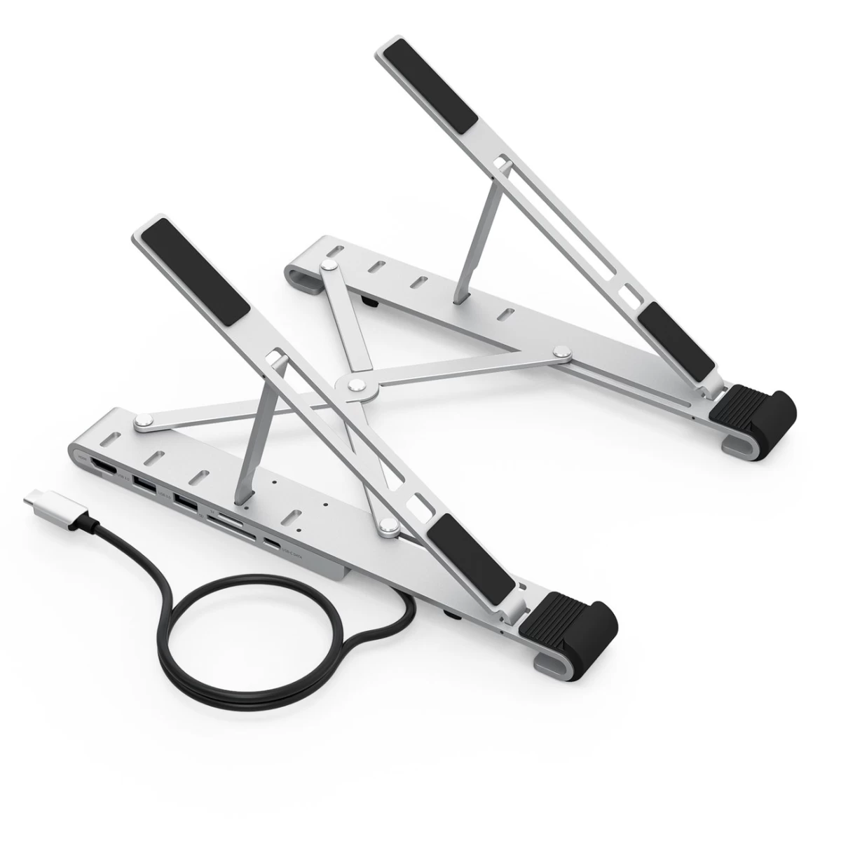 Nešiojamojo Kompiuterio Stovas Pd Usb-c Hdmi 2xusb-a 1xusb-c 1xsd 1xtf Juodas