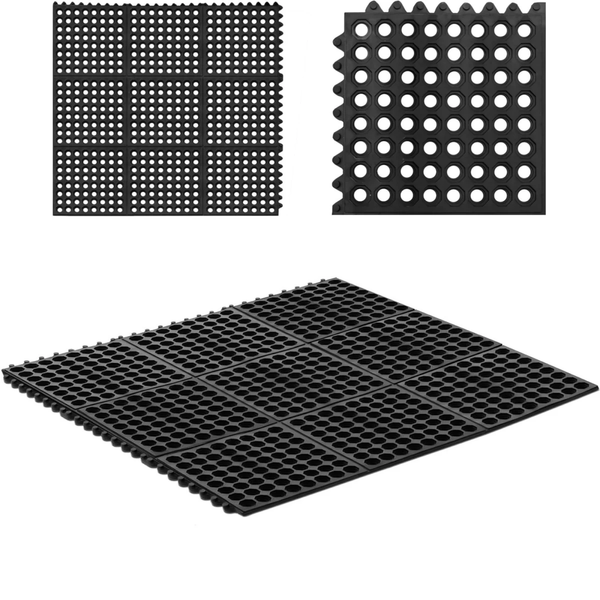 Neslidus Guminis Kilimėlis 92 X 92 X 1 Cm Juodas Neslidus Guminis Kilimėlis 92 X 92 X 1 Cm Juodas