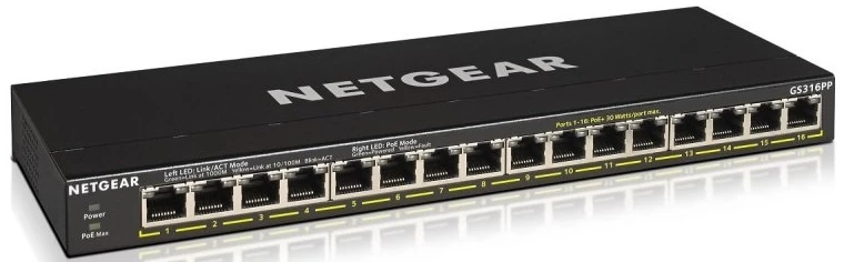 Netgear Komutatorius Gs316pp-100eus (16x 10/100/1000 Poe+ )