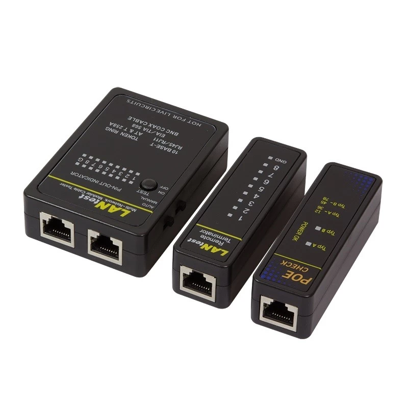 Network cable tester     with PoE finder