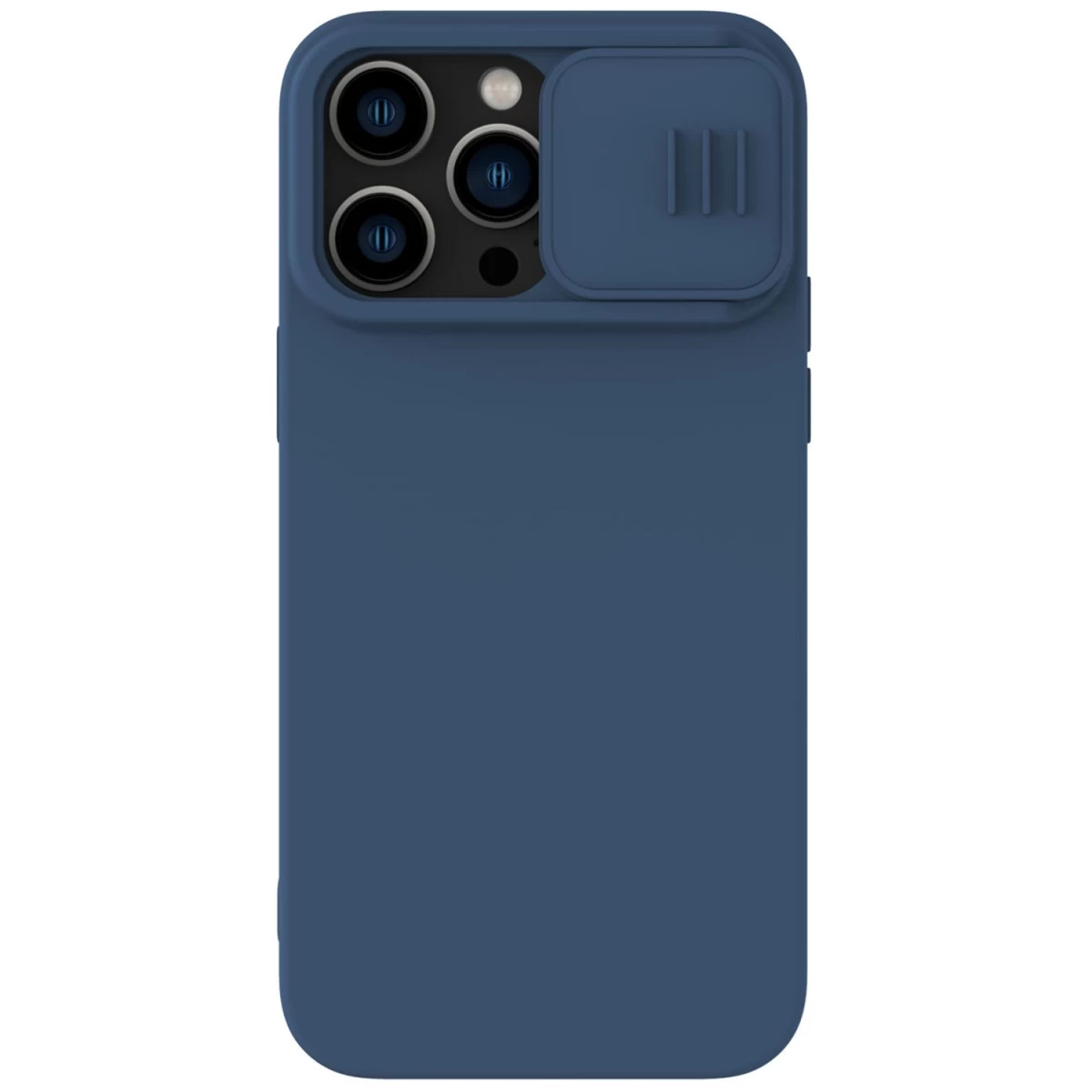Nillkin Camshield Silky Silicone Case For Iphone 14 Pro Max - Mėlynas Silikoninis Dėklas Su Kameros Dangteliu Nillkin Camshield Silky Silicone Case For Iphone 14 Pro Max - Mėlynas Silikoninis Dėklas Su Kameros Dangteliu