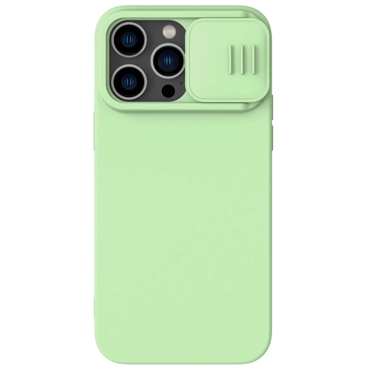Nillkin Camshield Silky Silikoninis Dėklas Iphone 14 Pro Su Kameros Dangteliu - žalias