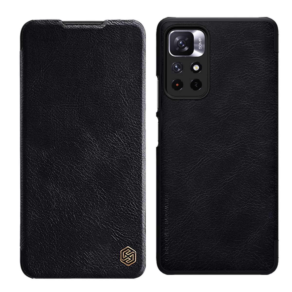 nillkin Qin Dėklas flip Cover, Skirtas xiaomi Redmi Note 11t 5g / 11s 5g / 11 5g (kinija) / poco M4 Pro 5g - Juodas