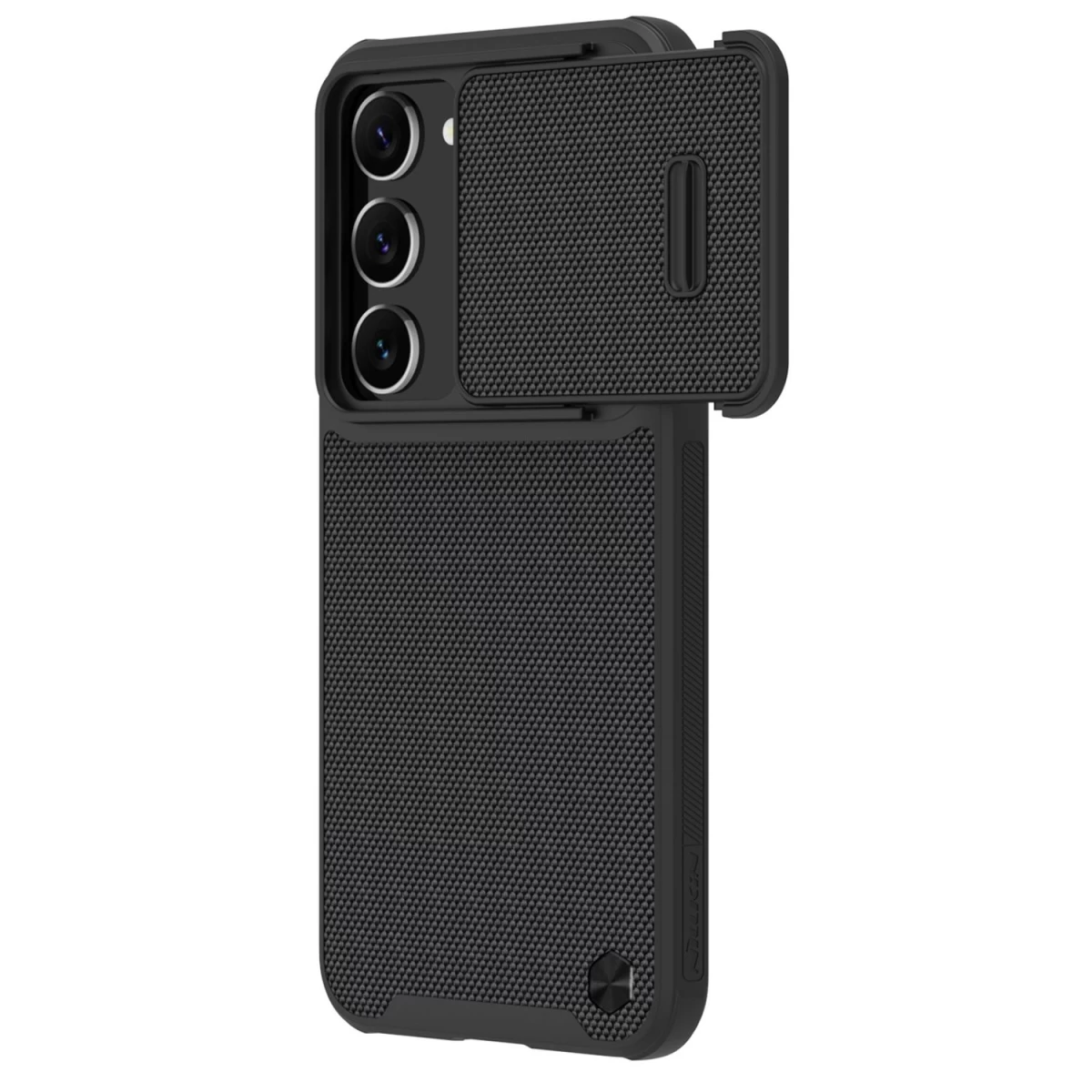 Nillkin Textured S Case For Samsung Galaxy S23+ - Juodos Spalvos šarvuotas Dangtelis Su Kameros Apsauga Nillkin Textured S Case For Samsung Galaxy S23+ - Juodos Spalvos šarvuotas Dangtelis Su Kameros Apsauga