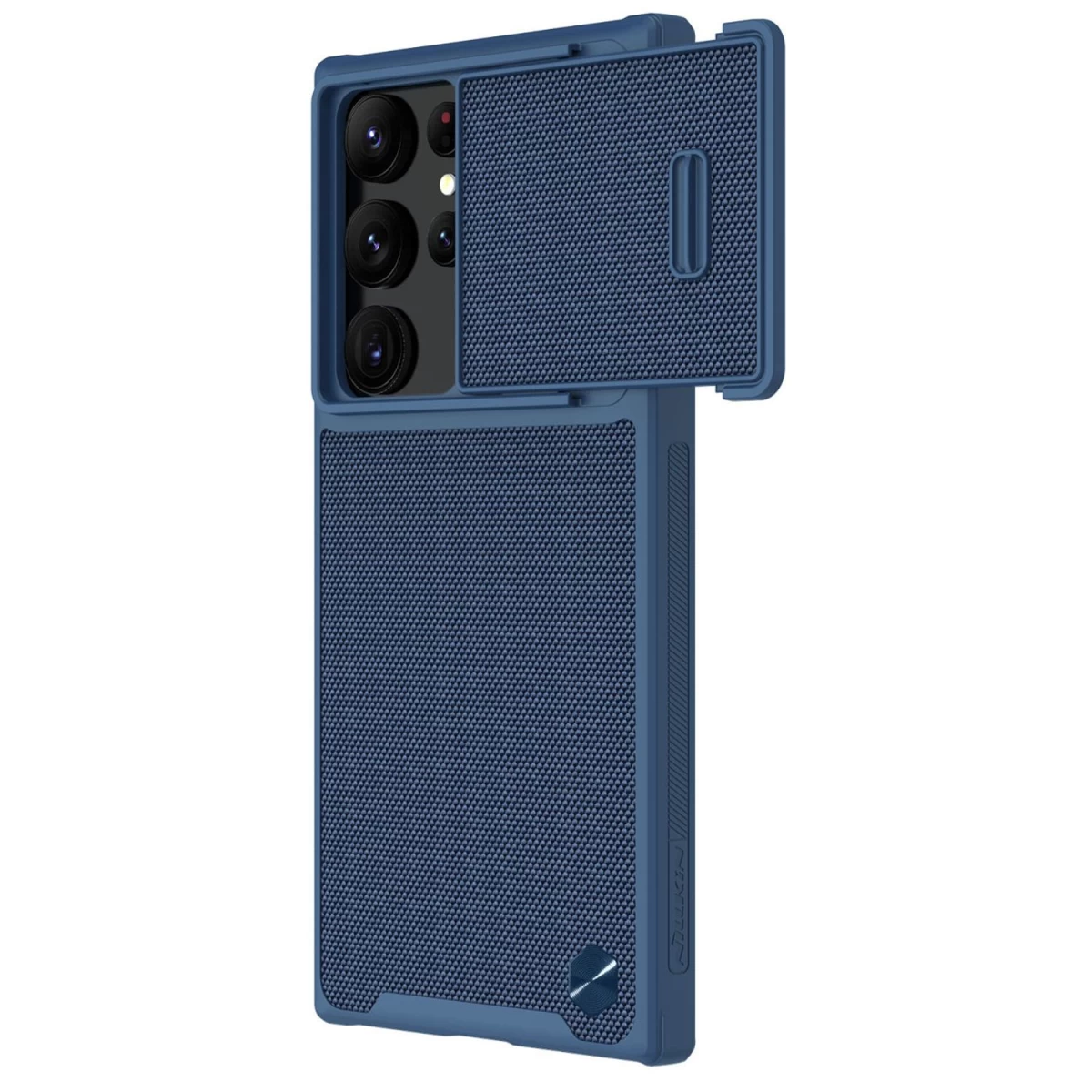 Nillkin Textured S Case Samsung Galaxy S22 Ultra šarvuotas Dėklas Su Kameros Dangteliu Mėlynas