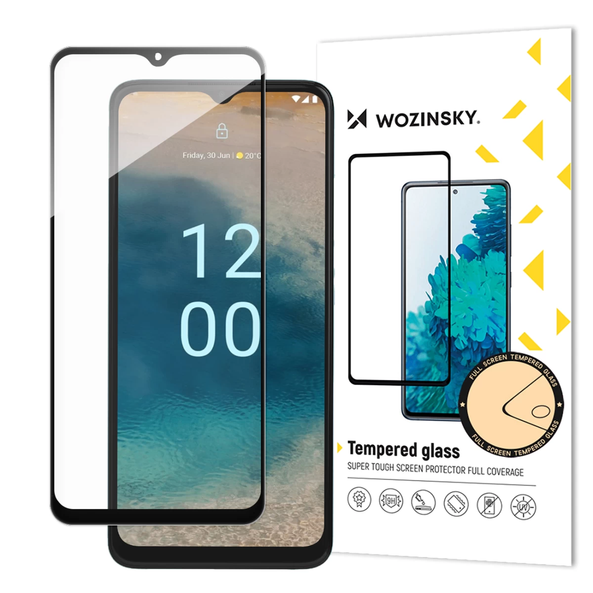nokia G22 9h Viso Ekrano Grūdintas Stiklas Su Juodu Rėmeliu